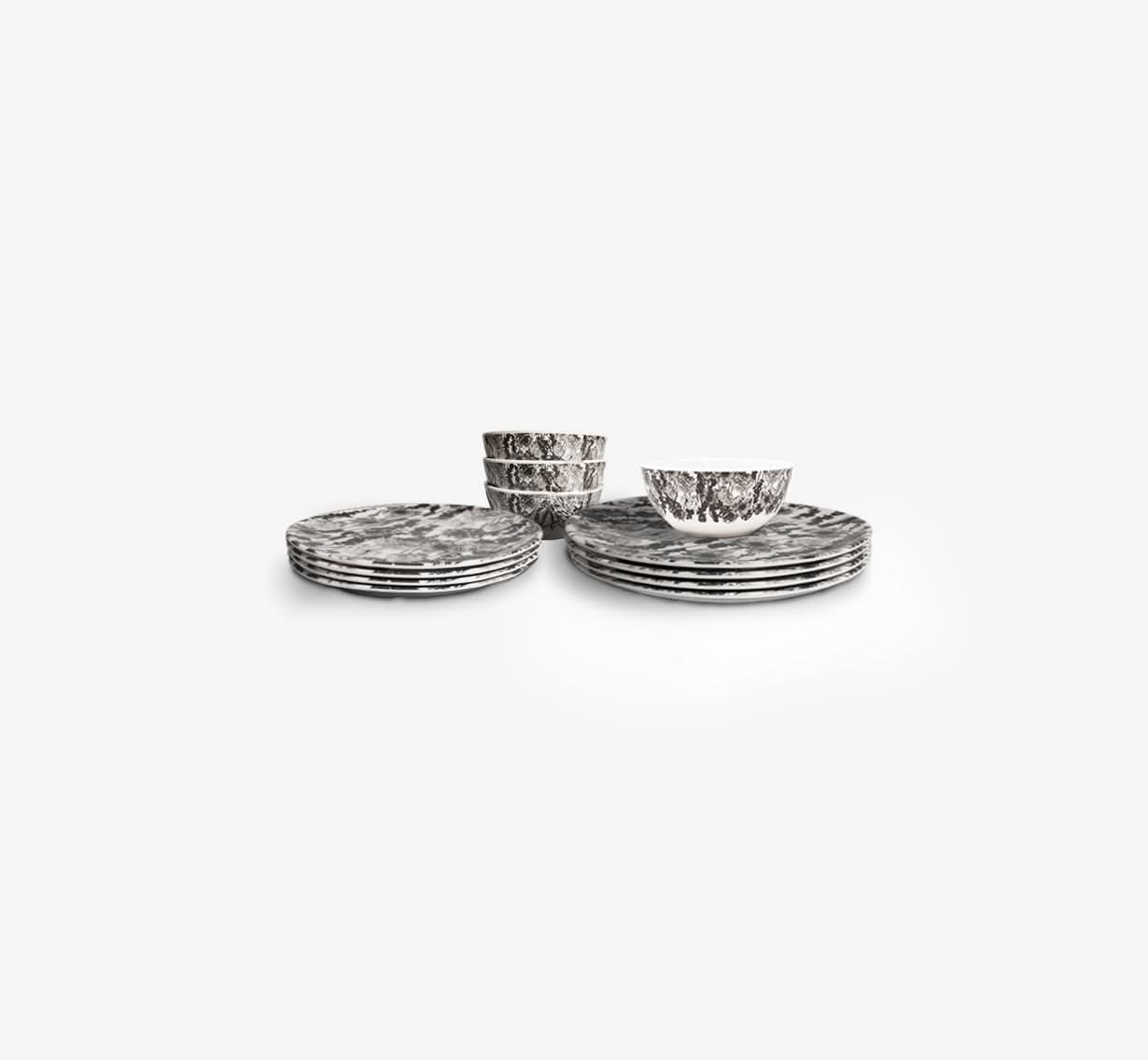 Grayscale Floral Garden Starter Set - 12 Piece Setting