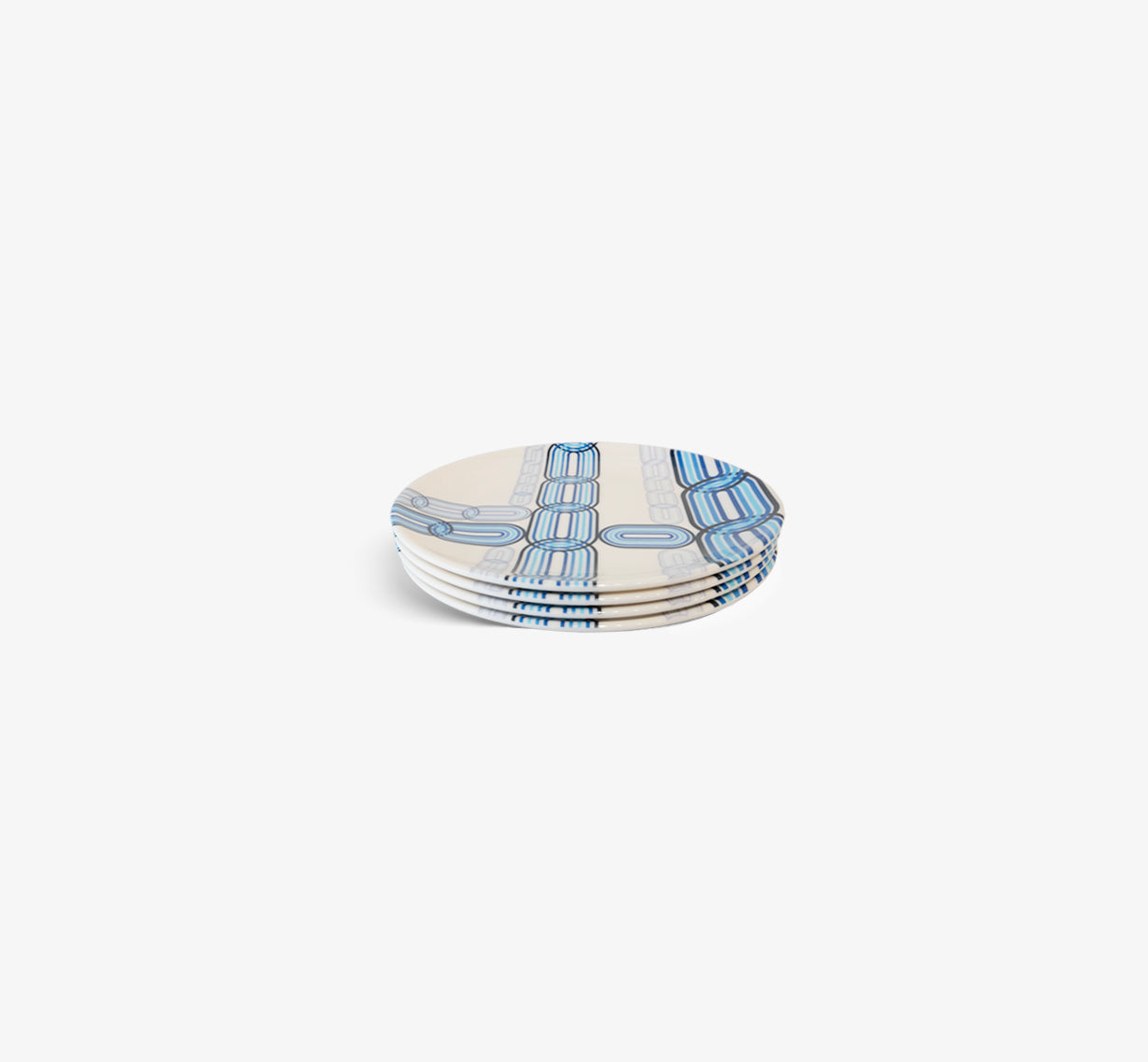 Blue Starburst Chainlink Salad Plate Set of 4