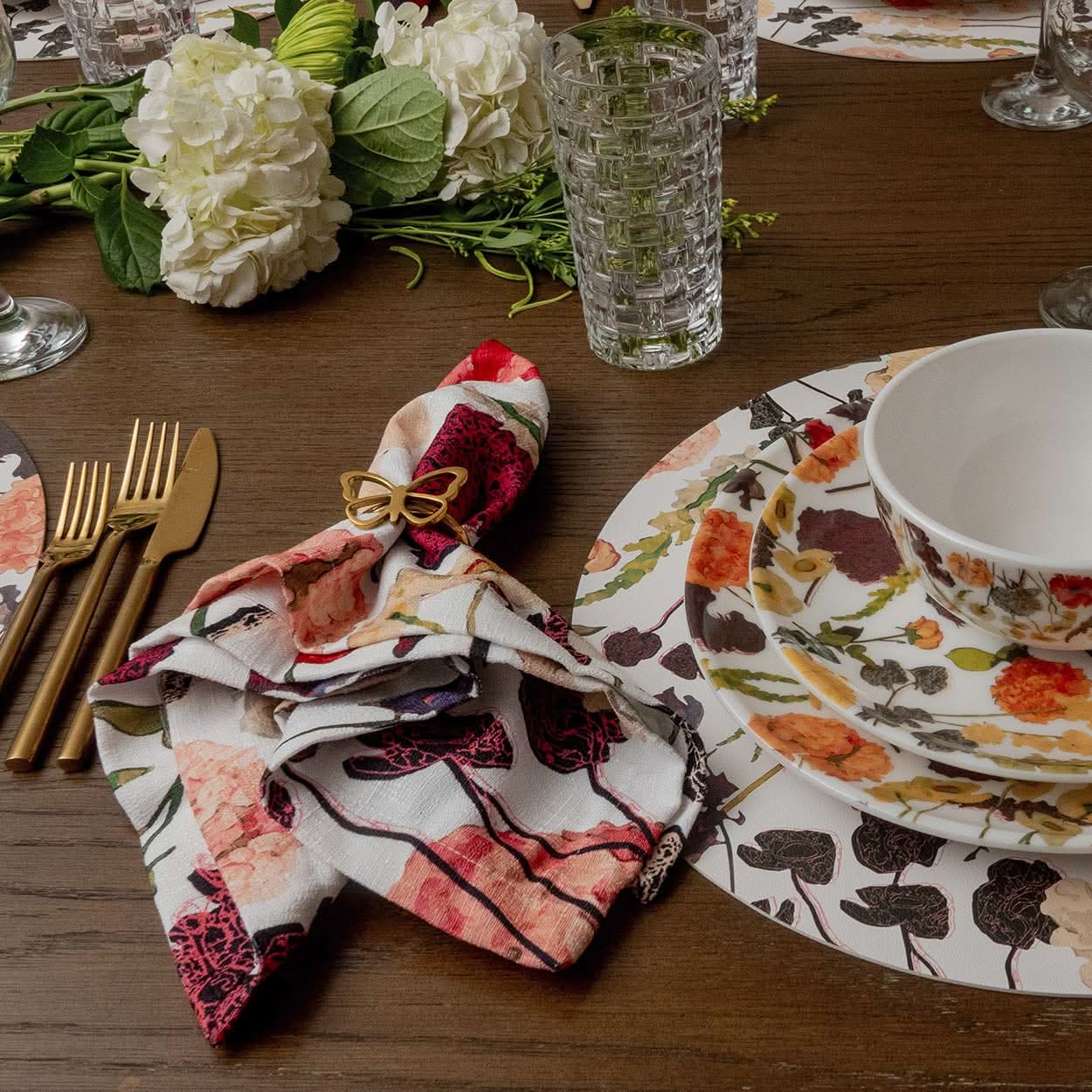 Auburn Bouquet Faux Linen Napkin (Set of 4)