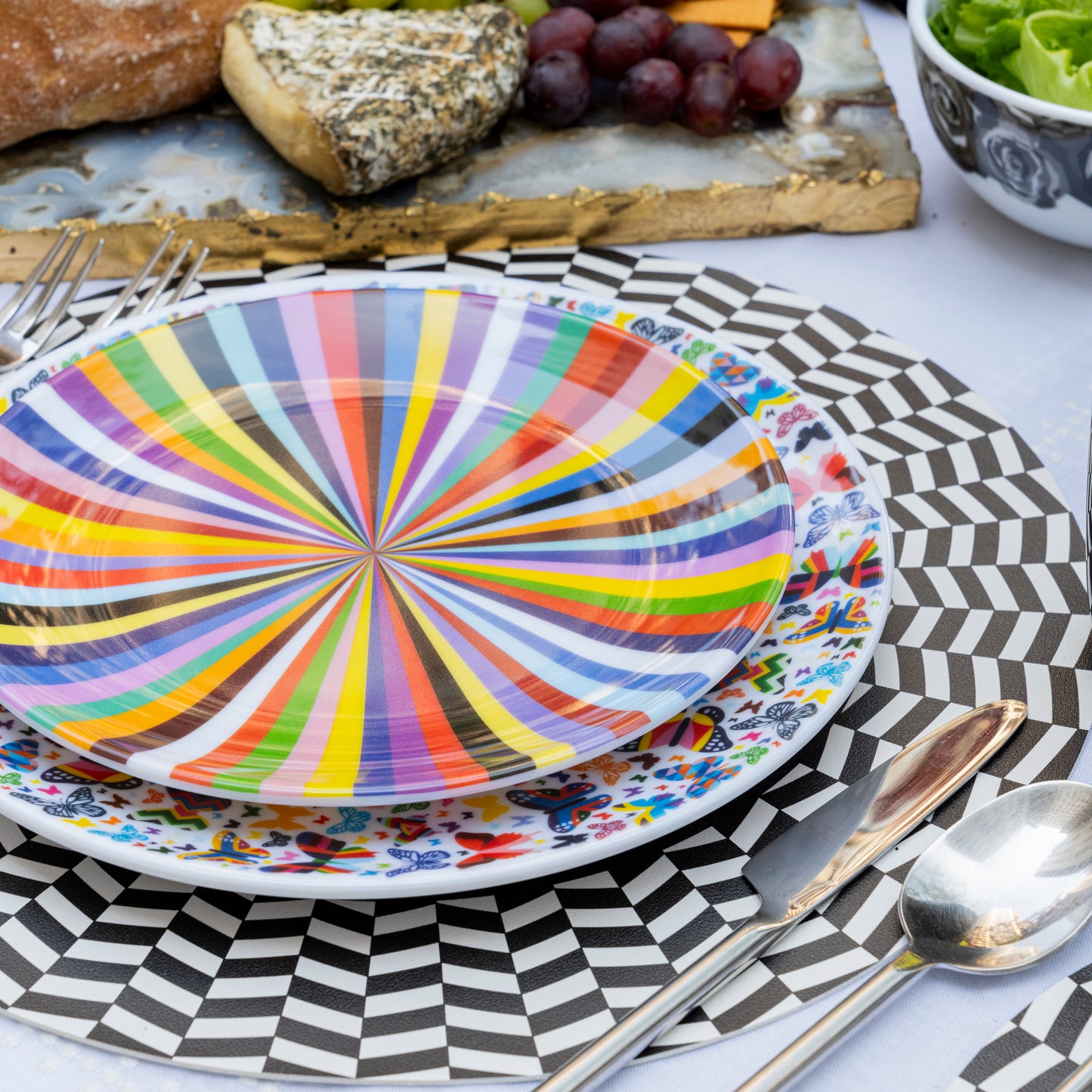 Multicolored Starburst Salad Plate Set of 4