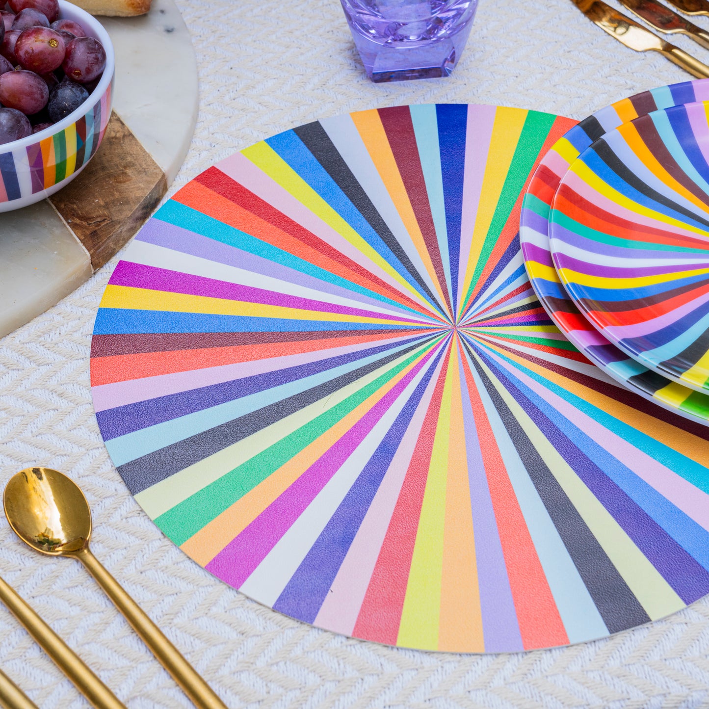 Multicolored Starburst Vinyl Placemat Set of 4
