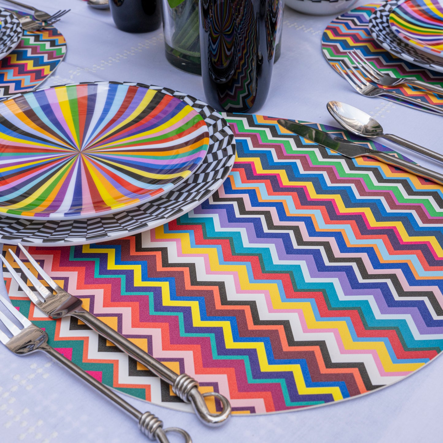 Multicolored Zigzag Vinyl Placemat Set of 4