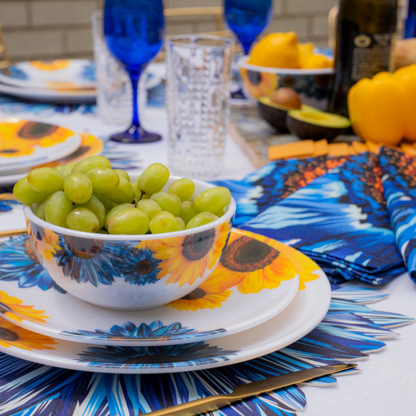 Blue Sunflower Hostess Set - 20 Piece Setting