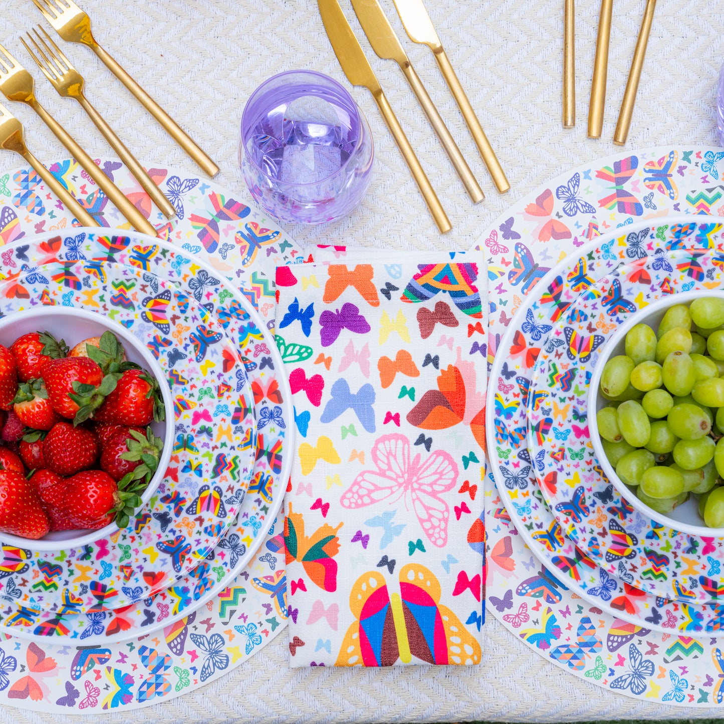 Multicolored Butterflies Hostess Set - 20 Piece Setting