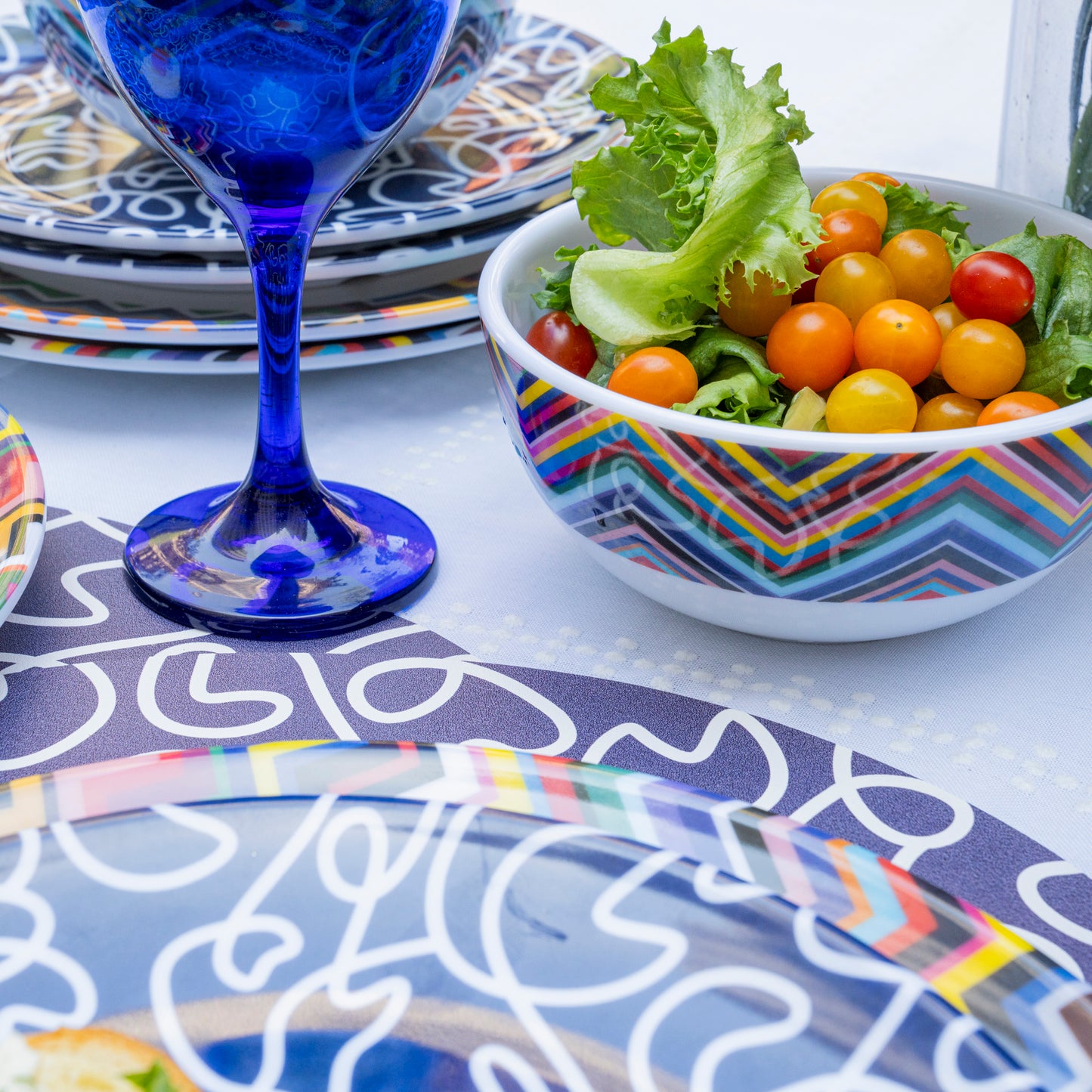 Navy Squiggly Dinner Plate Set of 4