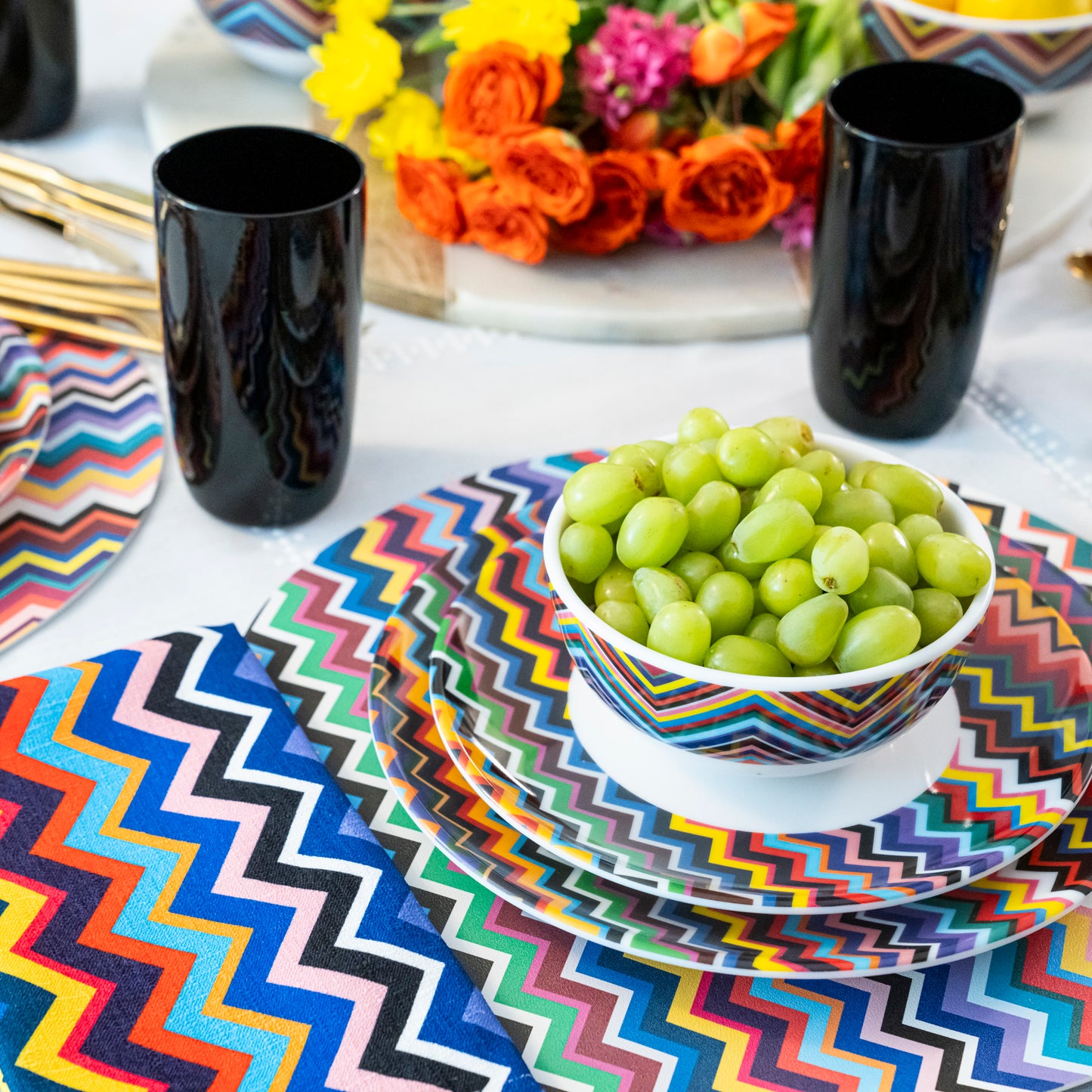 Multicolored Zigzag Dinner Plate Set of 4