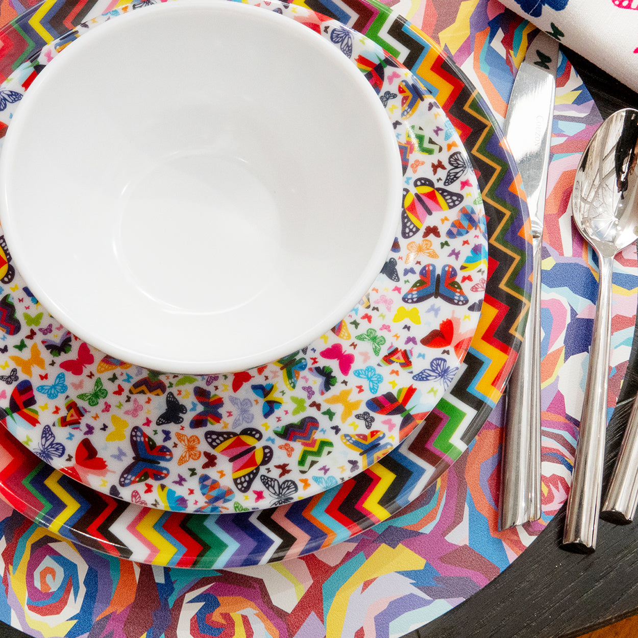 Multicolored Butterflies Salad Plate Set of 4