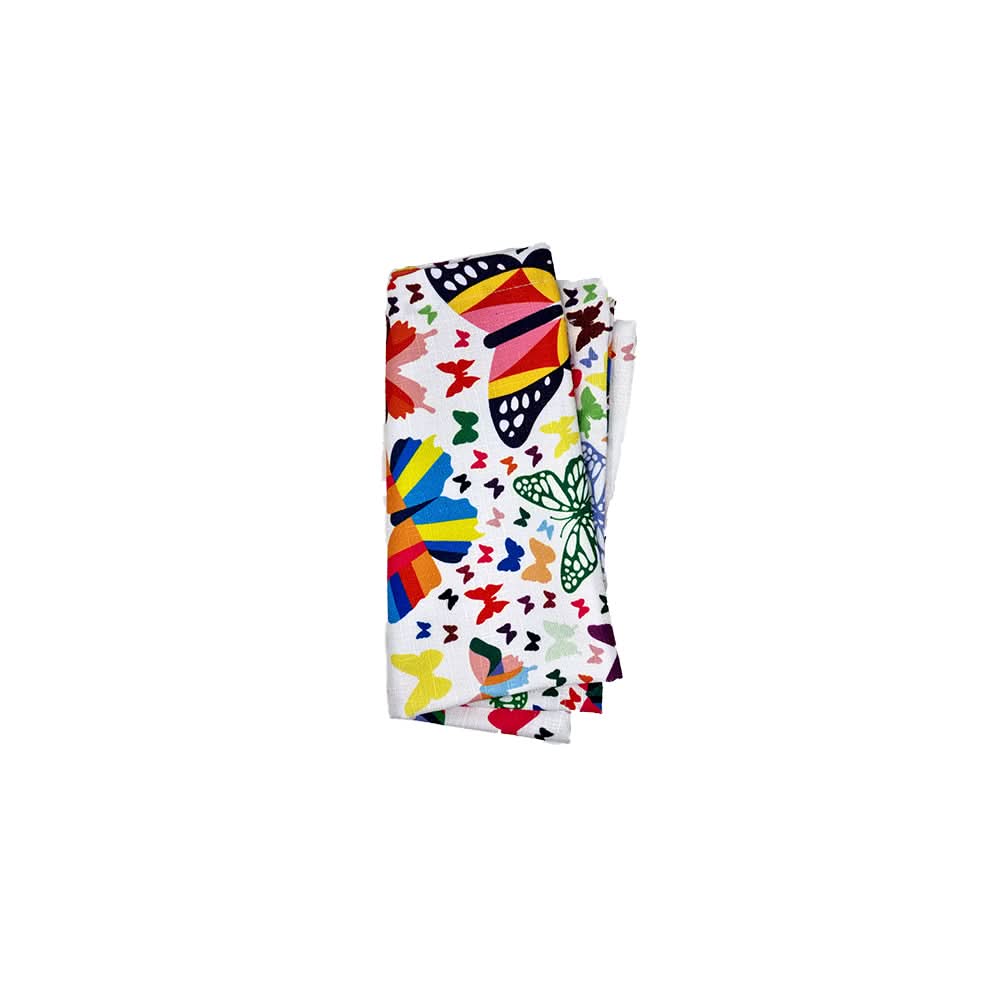 Multicolored Butterflies Faux Linen Napkin Set of 4