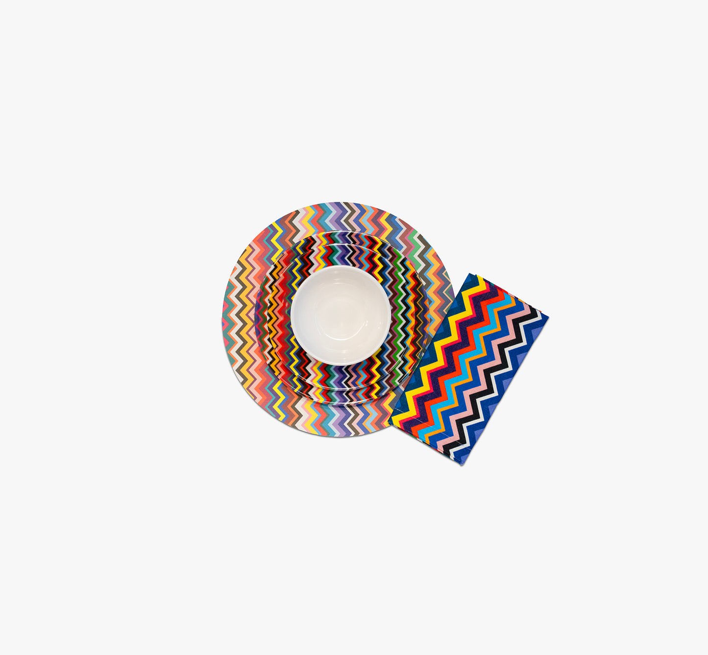 Multicolored Zigzag Hostess Set - 20 Piece Setting