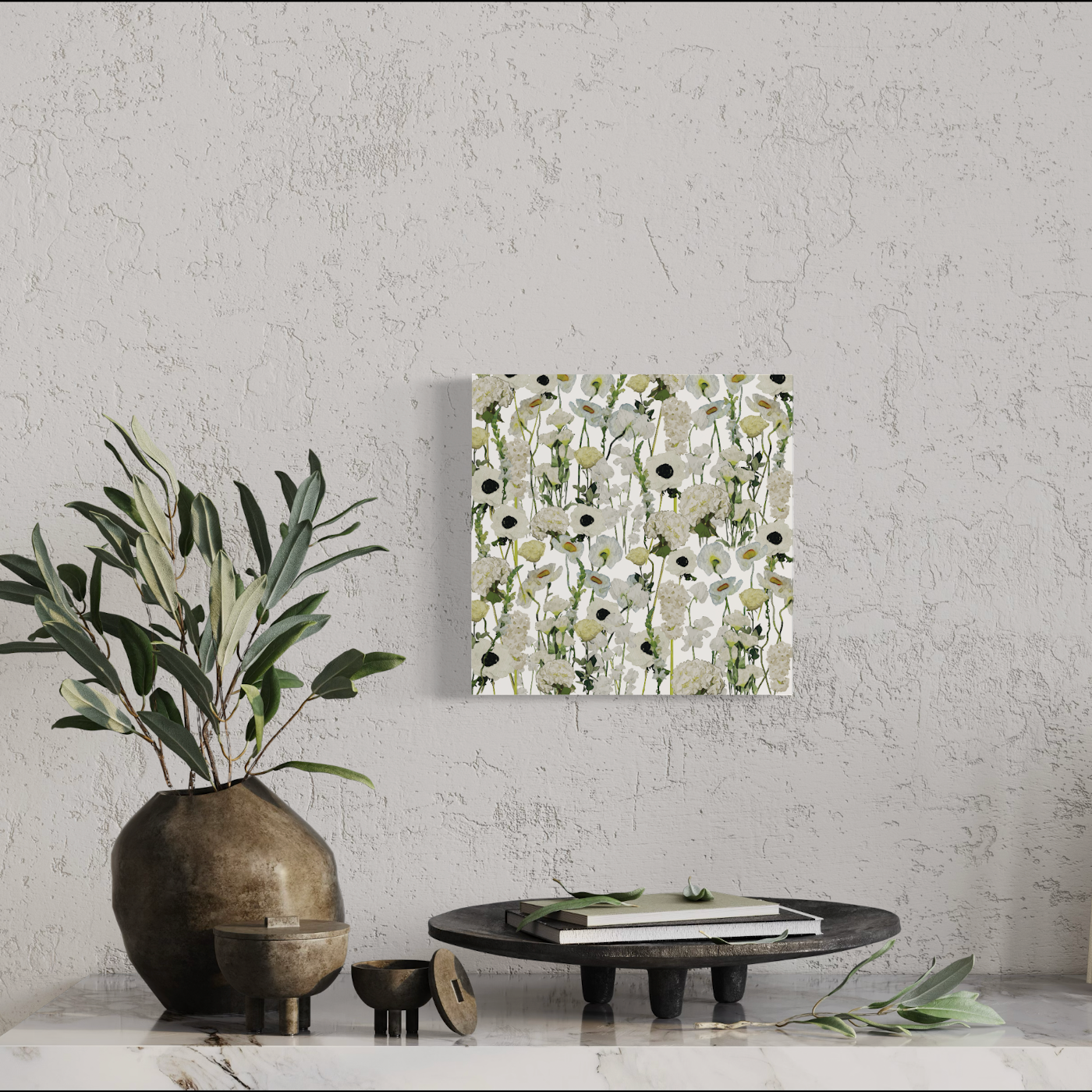 Cream Floral Gardern Art Print