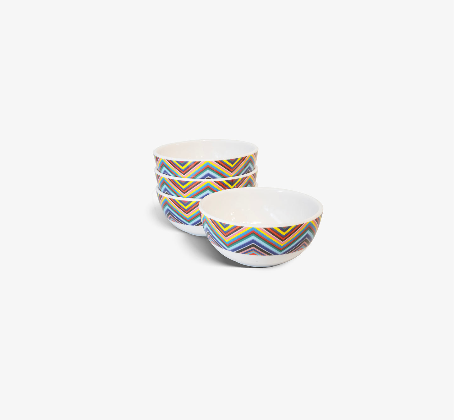 Multicolored Zigzag Melamine Bowl Set of 4
