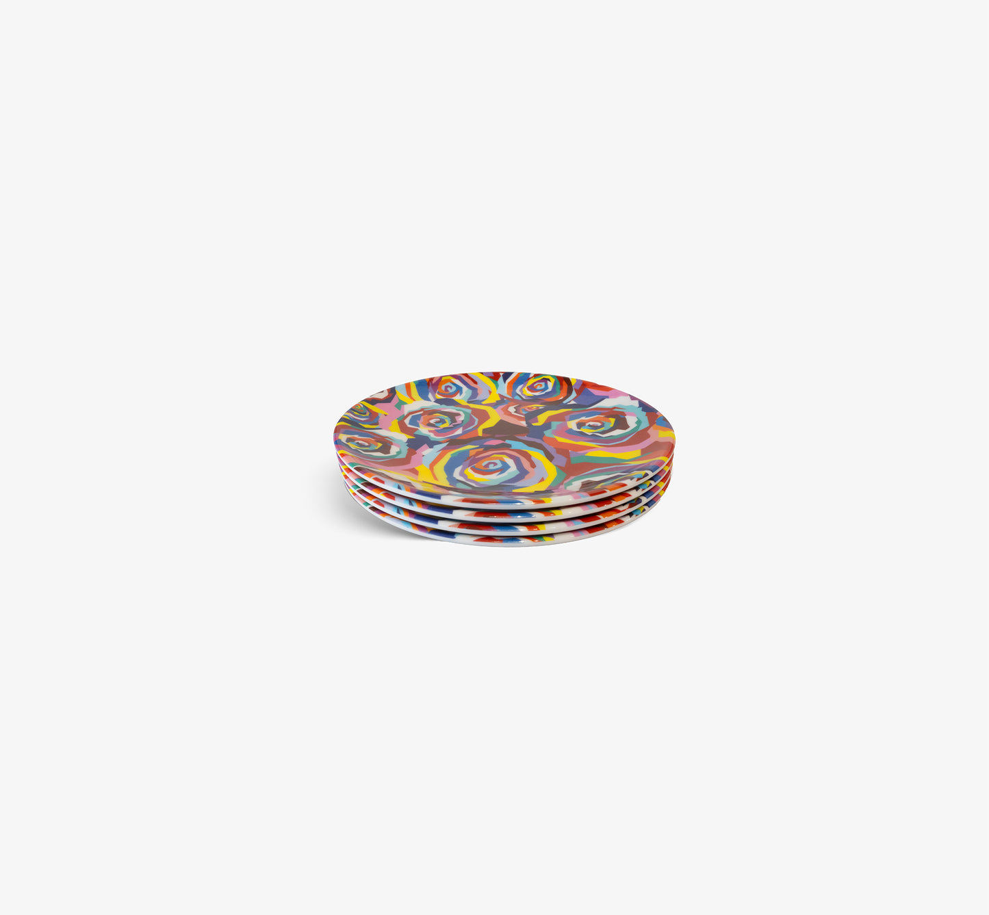Multicolored Roses Salad Plate Set of 4
