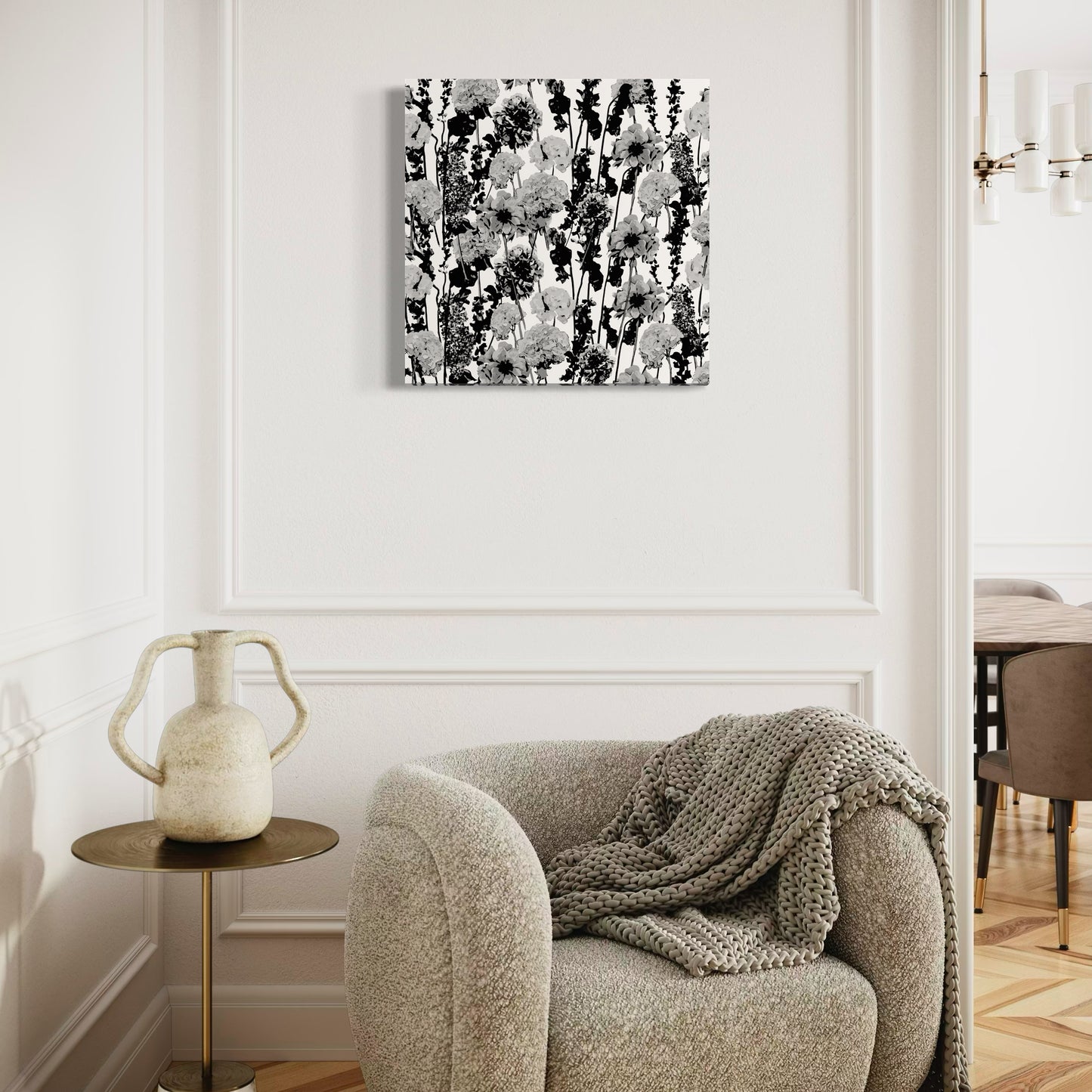Grayscale Floral Garden Art Print