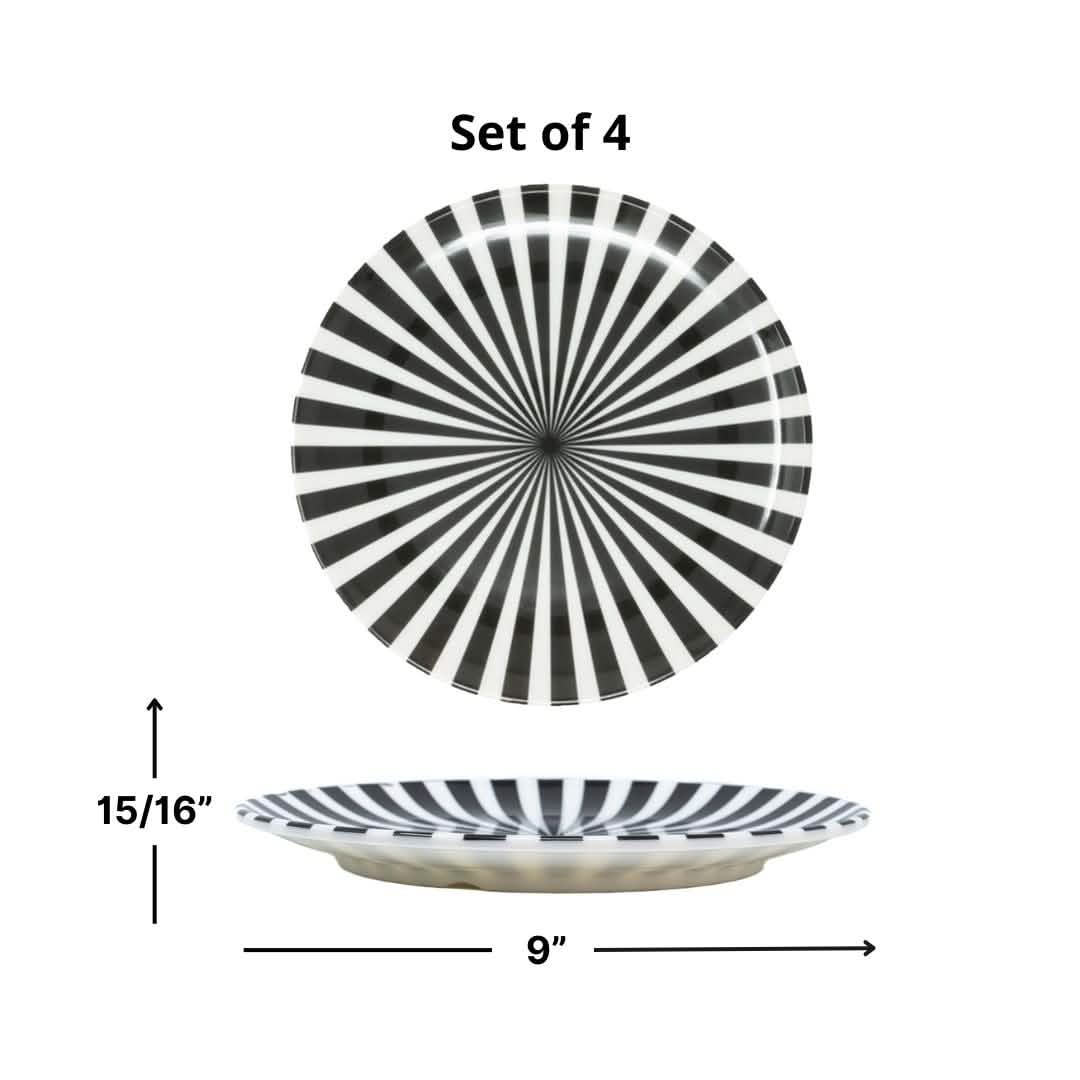 Black & White Starburst Salad Plate Set of 4