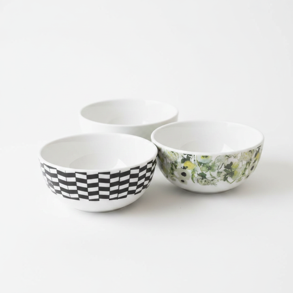 Black & White Chevron Melamine Bowl Set of 4