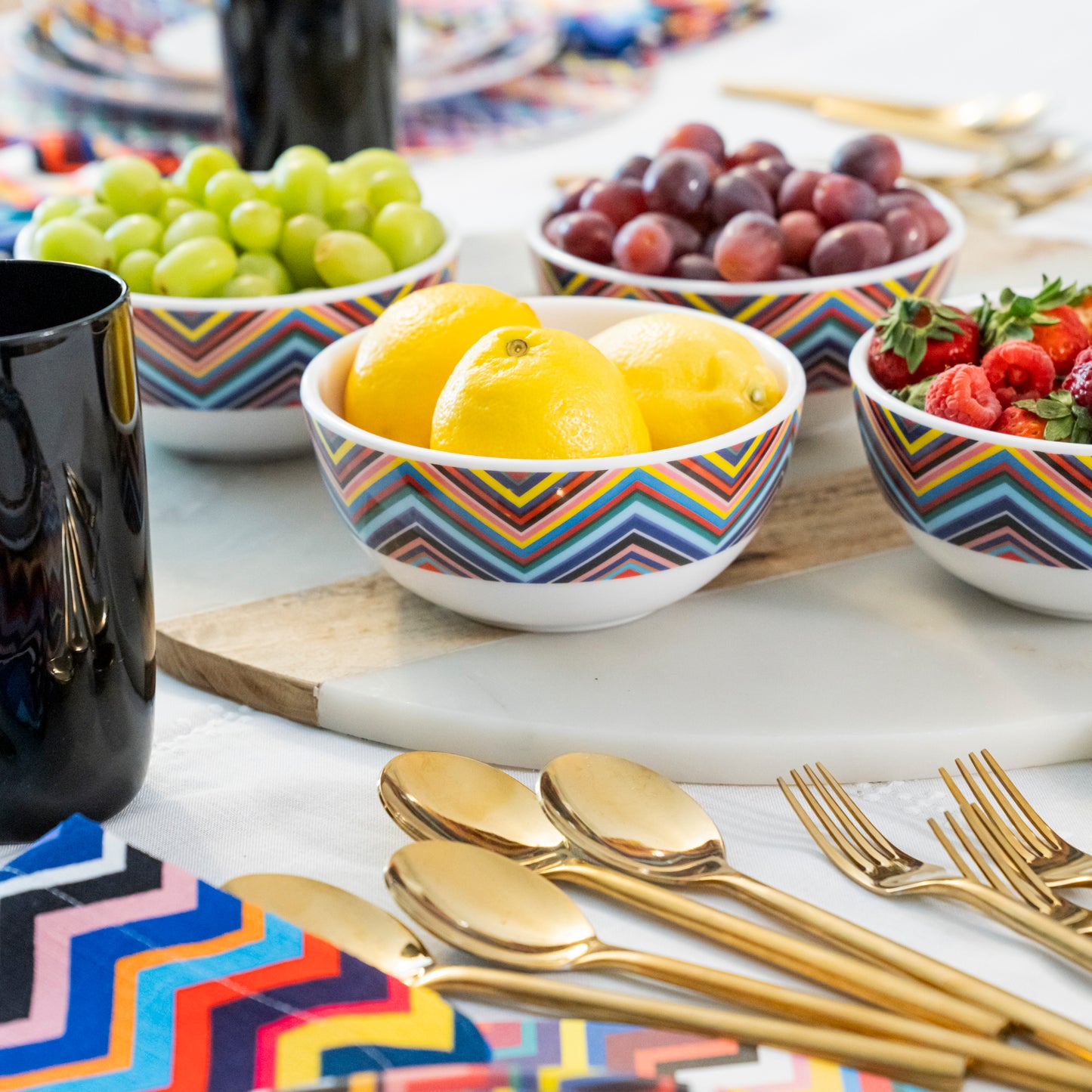 Multicolored Zigzag Melamine Bowl Set of 4