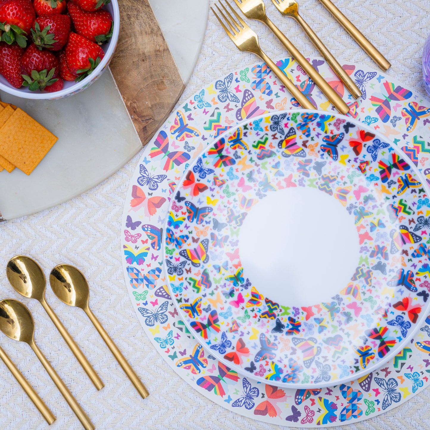 Multicolored Butterflies Dinner Plate Set of 4