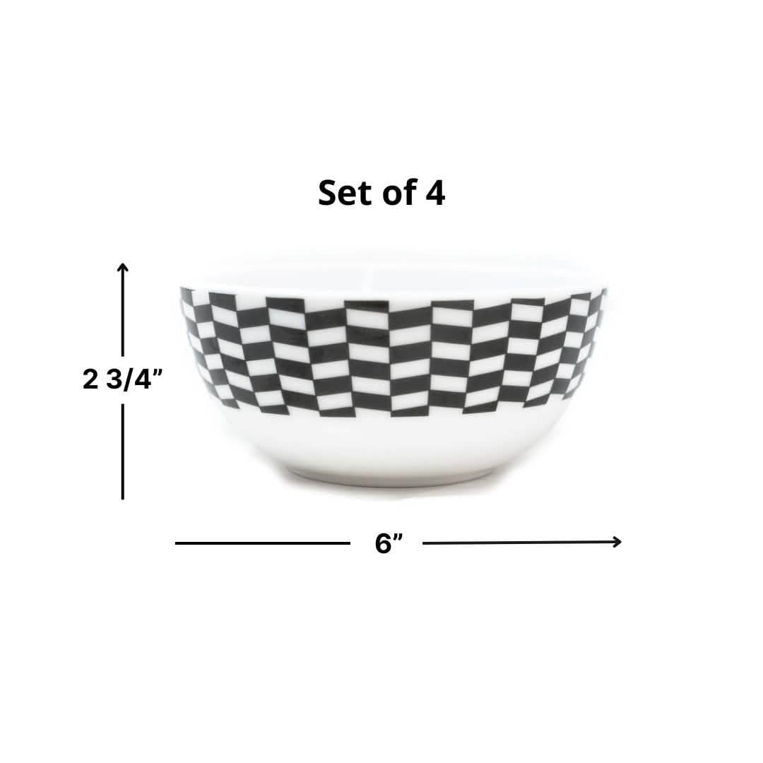 Black & White Chevron Melamine Bowl Set of 4