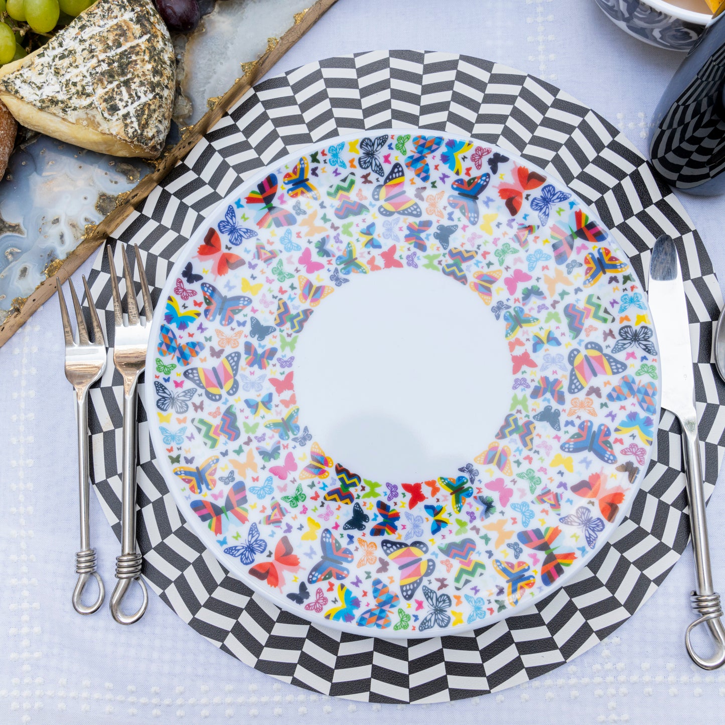 Multicolored Butterflies Dinner Plate Set of 4