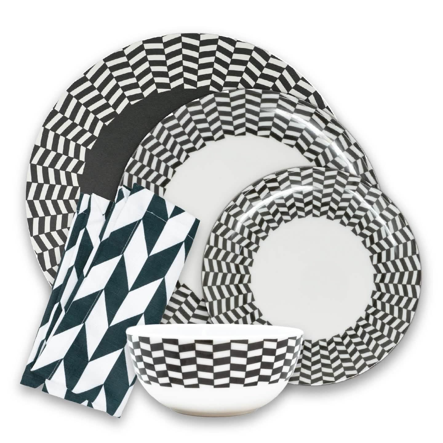 Black & White Chevron Hostess Set - 20 Piece Setting