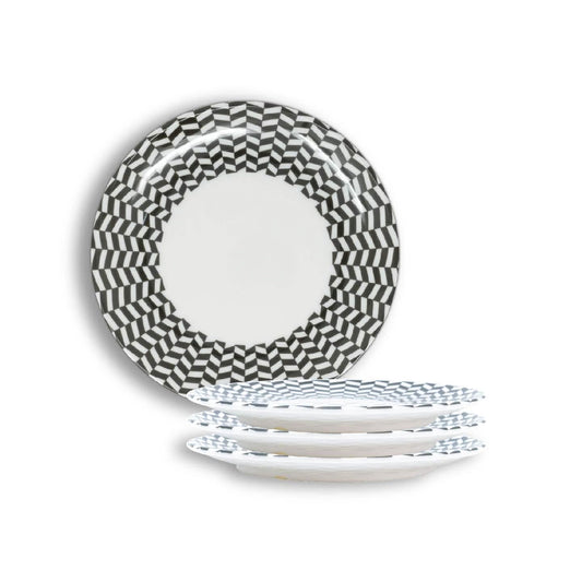 Black & White Chevron Salad Plate Set of 4