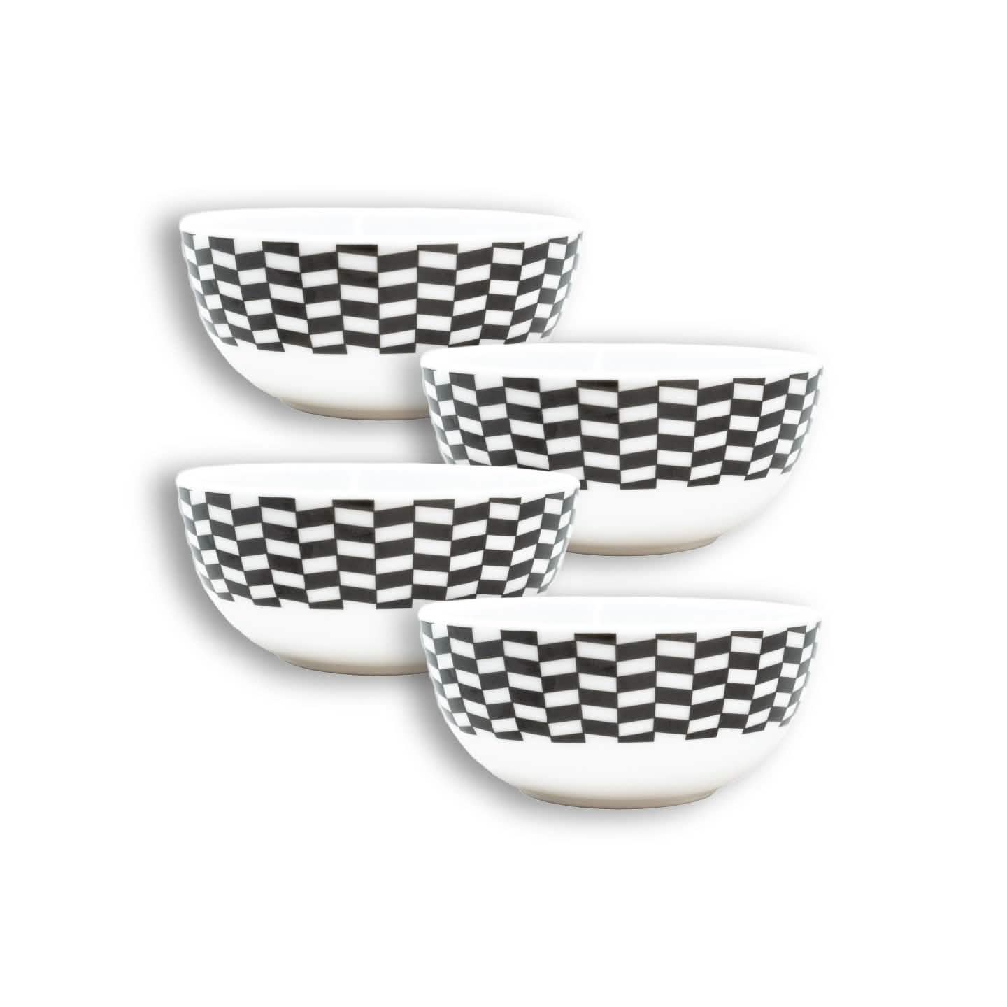 Black & White Chevron Melamine Bowl Set of 4