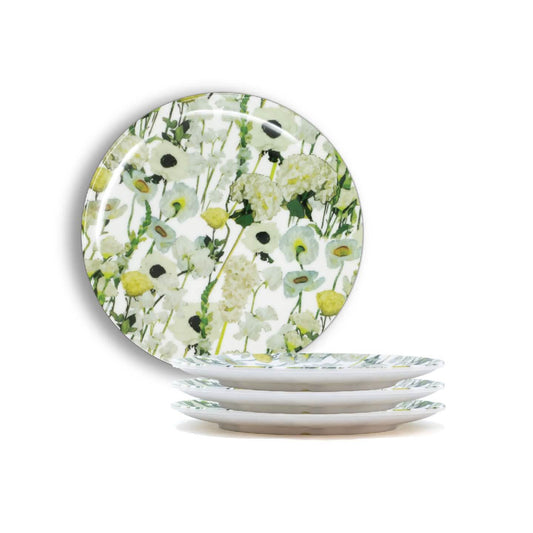 Cream Floral Garden Salad Plate Set of 4