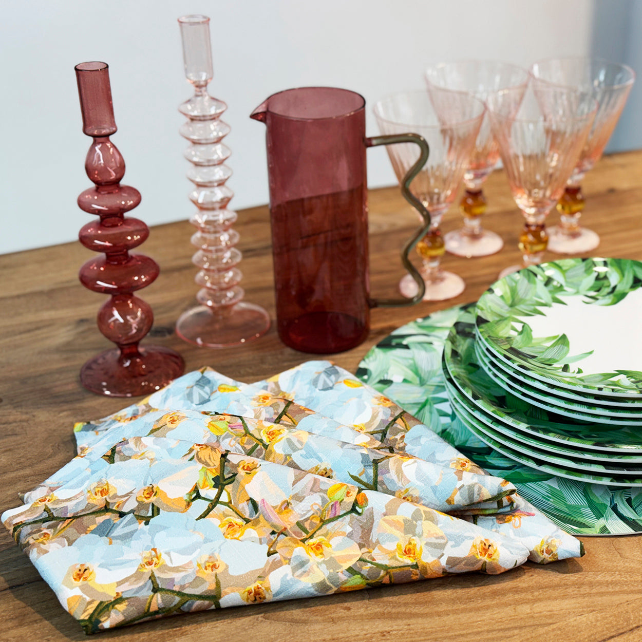 Cream Orchid Faux Linen Napkin Set of 4