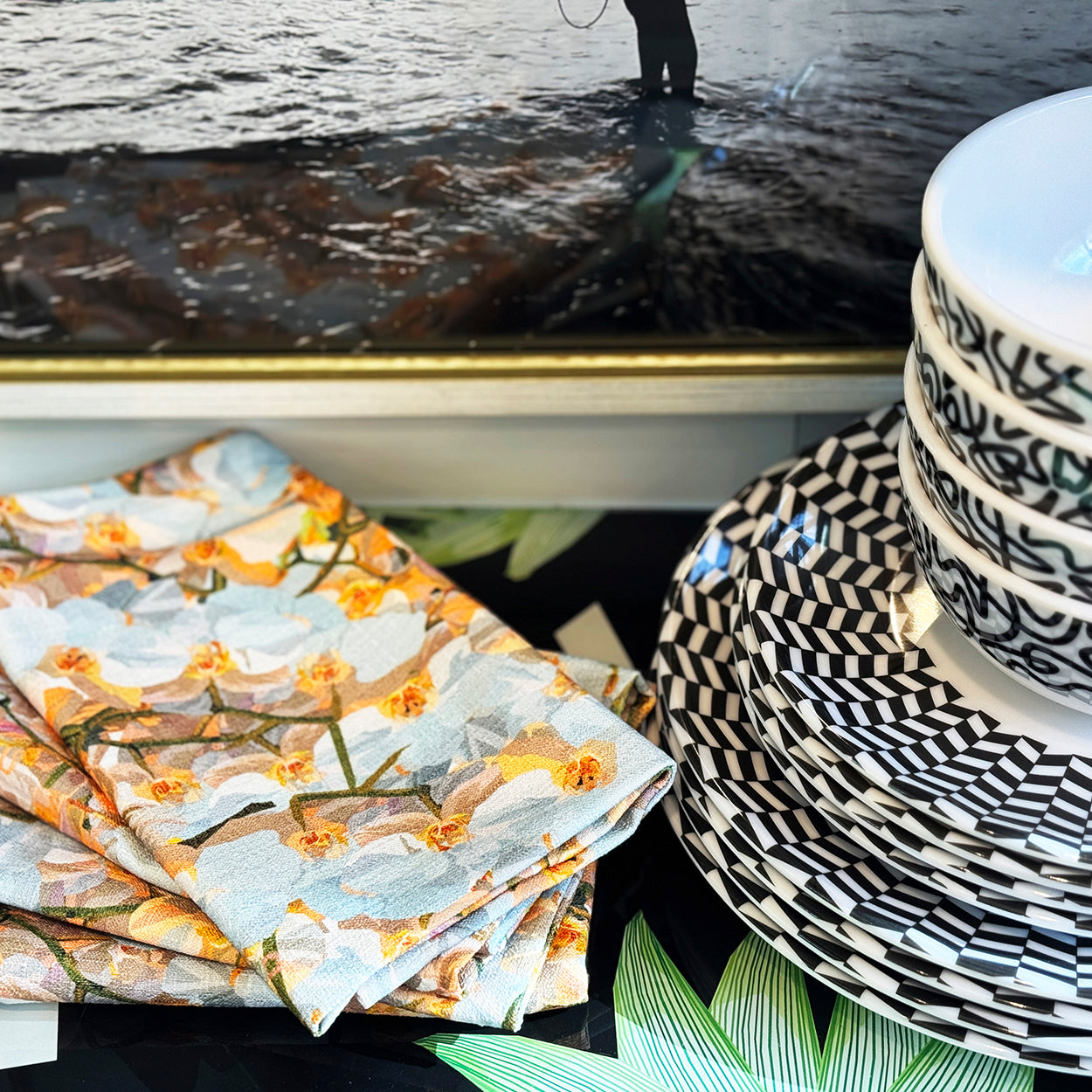 Cream Orchid Faux Linen Napkin Set of 4