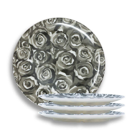 Grayscale Roses Dinner Plate Set of 4