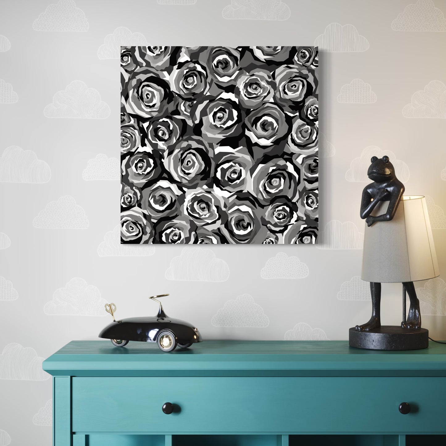 Greyscale Roses Art Print