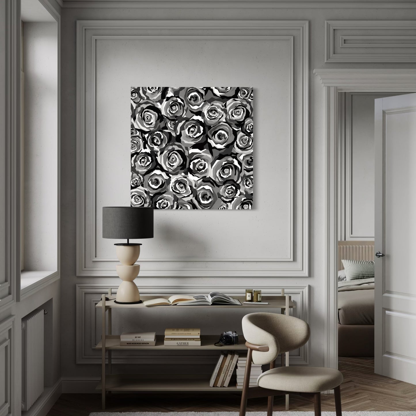 Greyscale Roses Art Print