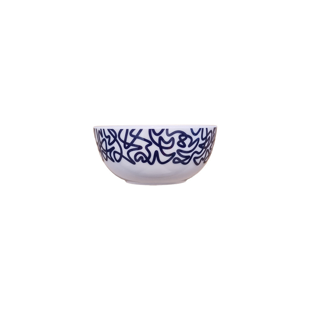 Navy Squiggly Melamine Bowl Set of 4