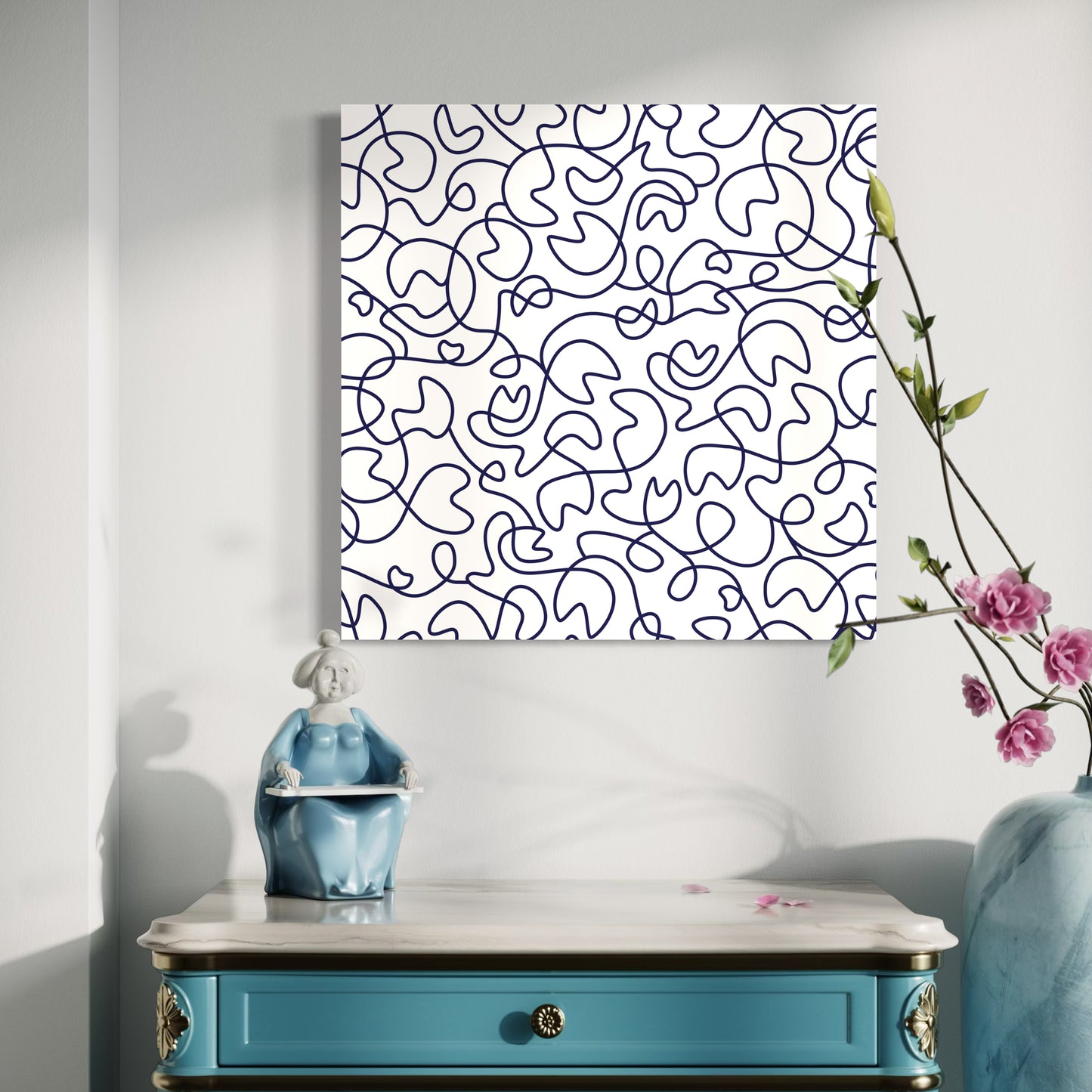 Navy Squiggly Art Print