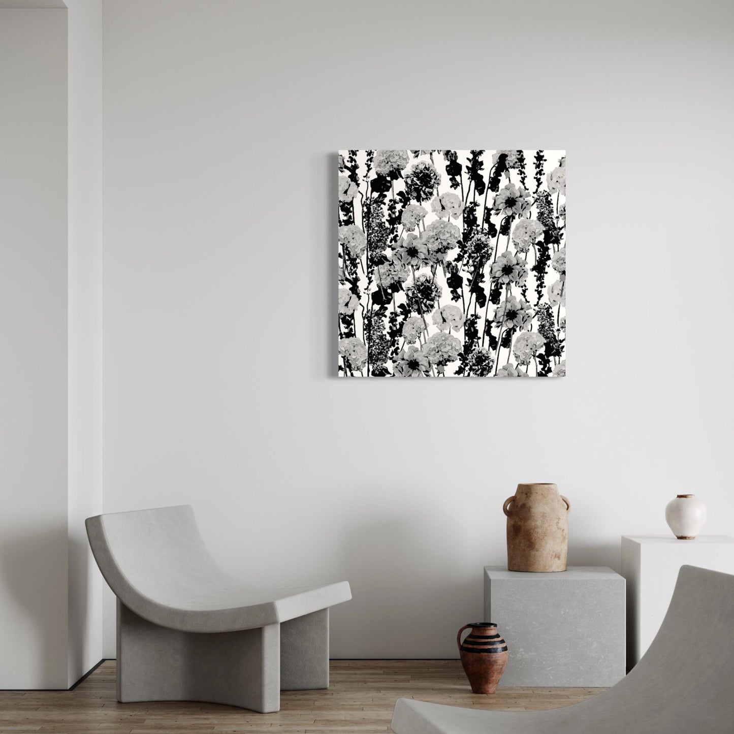 Grayscale Floral Garden Art Print