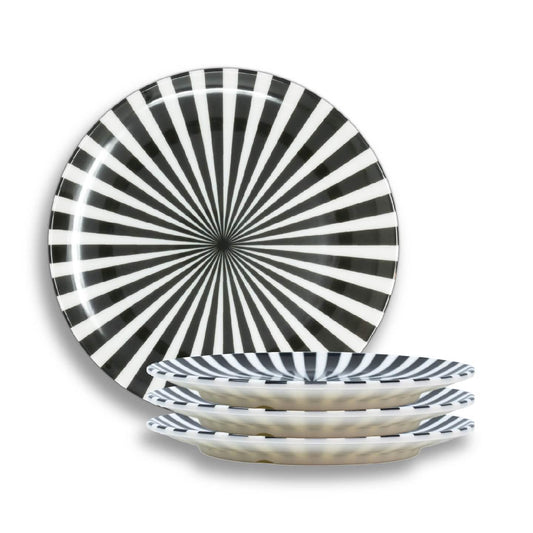 Black & White Starburst Dinner Plate Set of 4