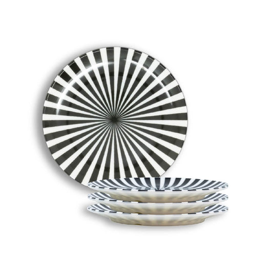 Black & White Starburst Salad Plate Set of 4