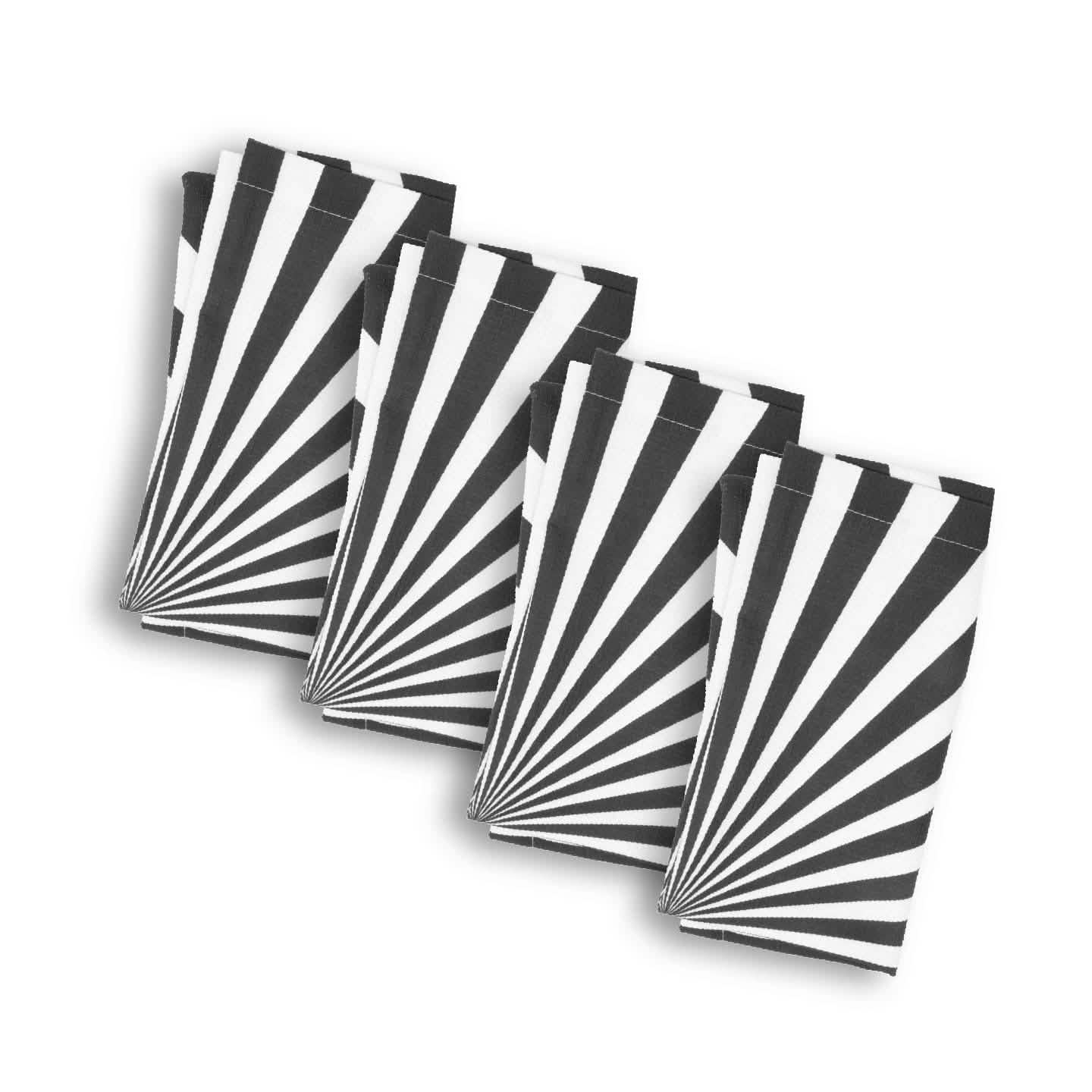 Black & White Starburst Faux Linen Napkin Set of 4